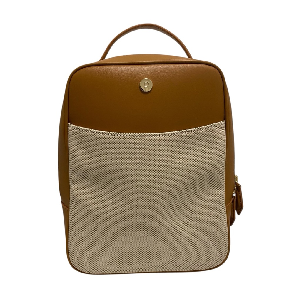 Parable Caramel/Cream Leather Rectangle Backpack